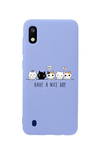 mooodcase Phone Case for Samsung A10 Cute Kittens Premium Silicone Lilac