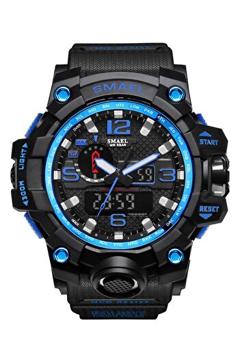 SMAEL Men's Wristwatch Analog Digital Sports Black Fashion Trend Watch Black Blue 1545
