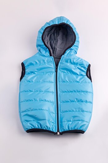The Red Kids Hooded Children's Puffer Vest Turquoise