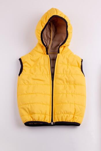 The Red Kids Hooded Polka Dot Children's Puffer Vest Yellow