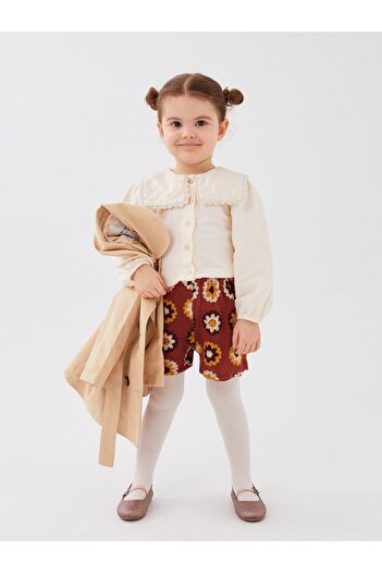 LC Waikiki Elastic Waist Embroidered Baby Girl Lace Shorts and Pantyhose 2-Piece