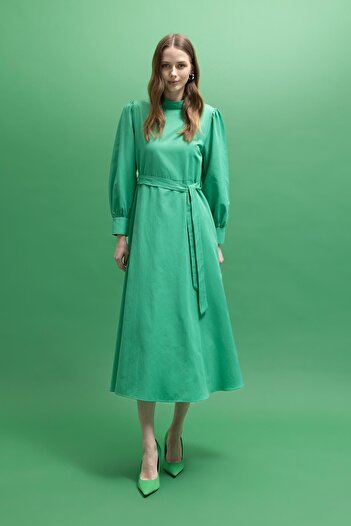 DeFacto A-line Half Turtleneck Poplin Long Sleeve Dress Z3402az23sm