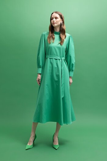 DeFacto A-line Half Turtleneck Poplin Long Sleeve Dress Z3402az23sm