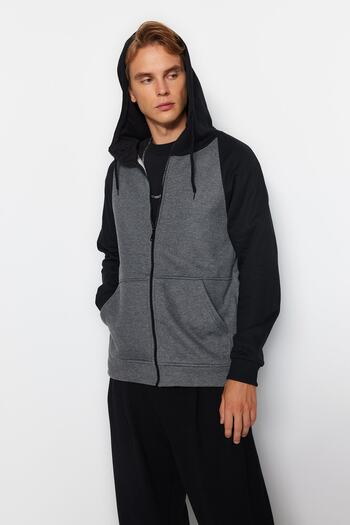 Trendyol Collection Anthracite Fleece/warm SWeatshirt - Regular Fit TMNAW22sw0843