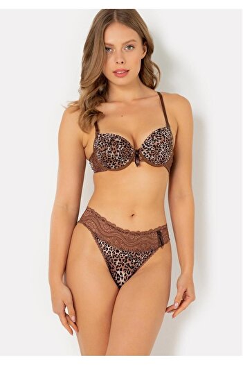 Miorre Unpadded Lace Leopard Patterned Bra Set New Season