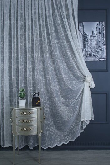 PERDECITY Slub Pattern, Knitted Tulle Curtain, 300x260cm, 1/3 Close Pleat