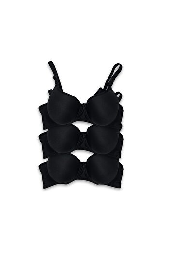 comstar Women's Underwire Black Padded 3-Piece Bra Set, Black Padded Bra, Women's Bra, Underwear Bra