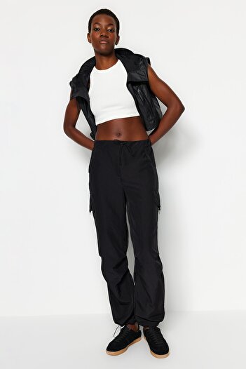 Trendyol Collection Black Parachute Woven Trousers TWOSS23PL00345