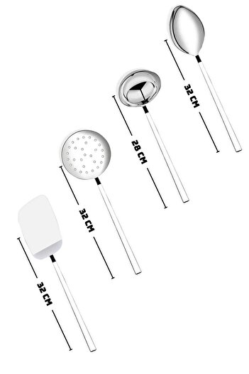 HAZARPAZAR 4 Piece Luxury Ladle, Colander, Spatula, Spoon Set