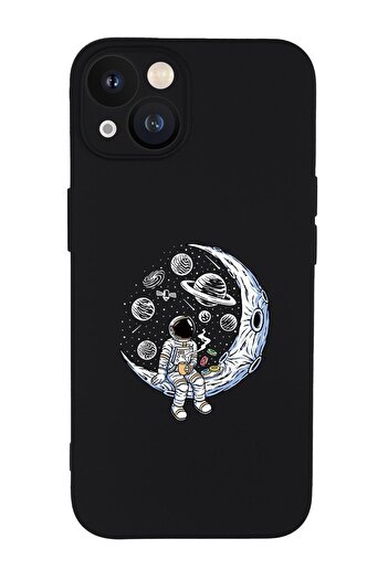 mooodcase iPhone 13 Compatible Astronaut Patterned Camera Lens Protection Shock Absorbing Silicone Launch Case