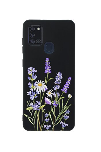 mooodcase Teleplus Samsung A21S Lavender Premium Silicone Black Phone Case