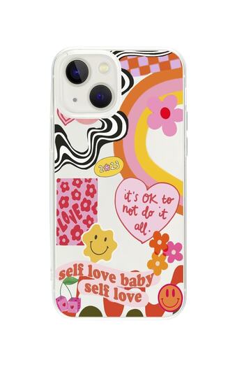 butikcase iPhone 13 Compatible Self Love Baby Design Transparent Phone Case