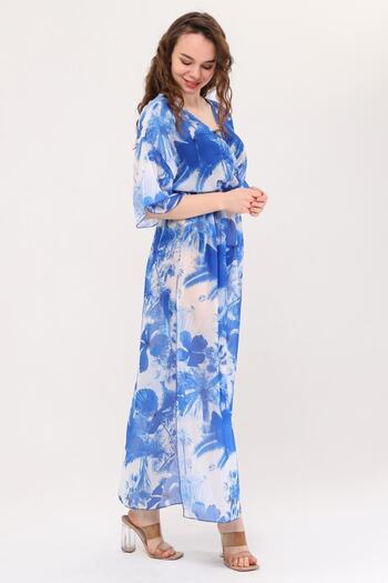 Bolder Φόρεμα παραλίας Lolita Blue Floral Pattern