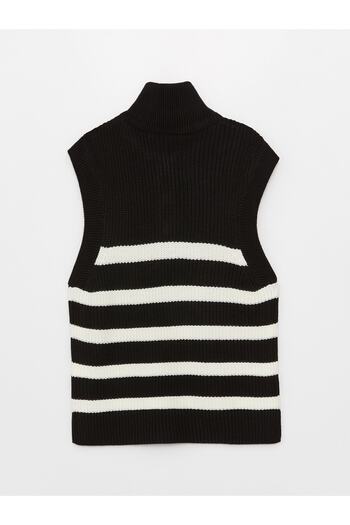 LC Waikiki Stand Collar Striped Oversize Women's Knitwear Sweater