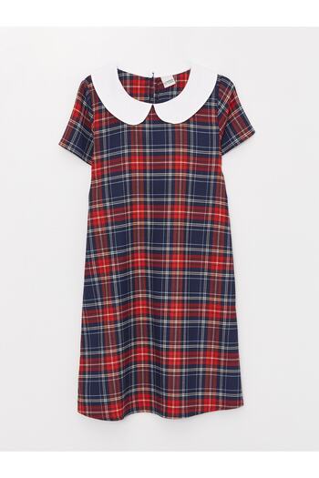 LC Waikiki Baby Collar Plaid Short Sleeve Girl's Dress