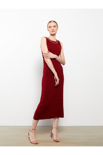LC Waikiki Crew Neck Plain Sleeveless Women's Knitwear Dress