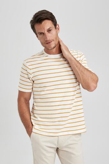 DeFacto Regular Fit Crew Neck Striped Short Sleeve T-Shirt B2494ax23hs
