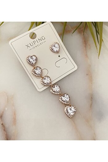 a rose jewelry Steel Dangle Heart Earrings