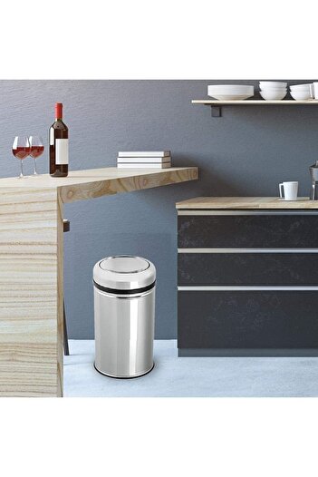 Maxiflow Döner Kapaklı Pratik Çöp Kovası 27 LT Paslanmaz Mutfak Banyo Tuvalet Balkon Teras Çöp Kovası