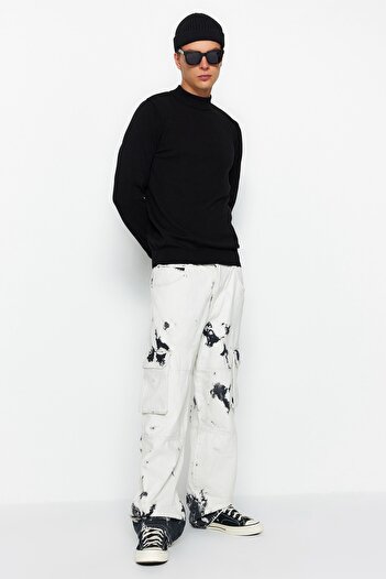 Trendyol Collection Black Slim Fit Cotton Half Turtleneck 100% Cotton Basic Sweater Tmnaw22Kz1293