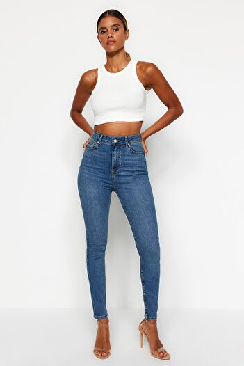Trendyol Collection Blue Push Up High Waist Skinny TWOSS23JE00078