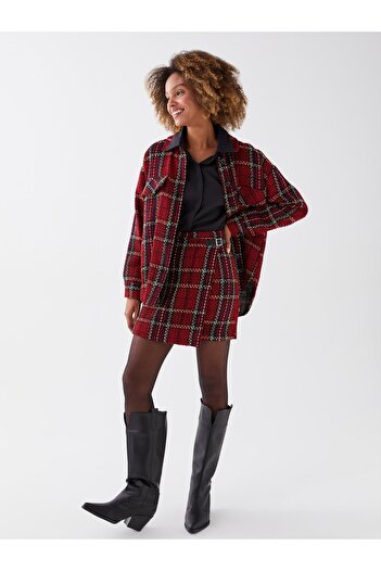 LC Waikiki Women's Plaid Skirt with Belt Closure