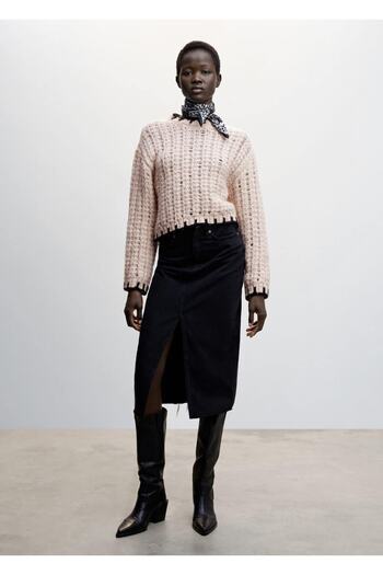 MANGO Woman Contrast Embroidered Sweater