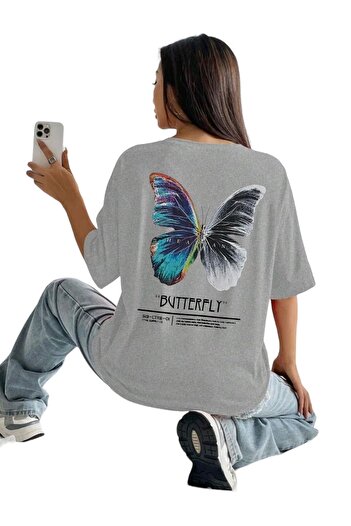 BENROMA Kelebek Baskılı Oversize T-shirt