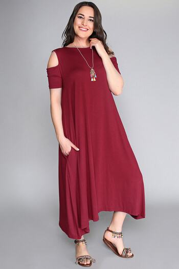 Curvy Trend Shoulder Low-cut Viscose Dress