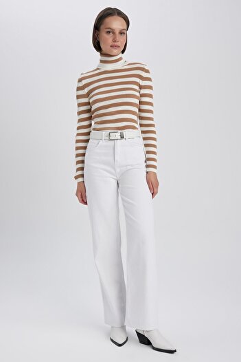 DeFacto Slim Fit Striped Turtleneck Knitwear Sweater A2059Ax23Au