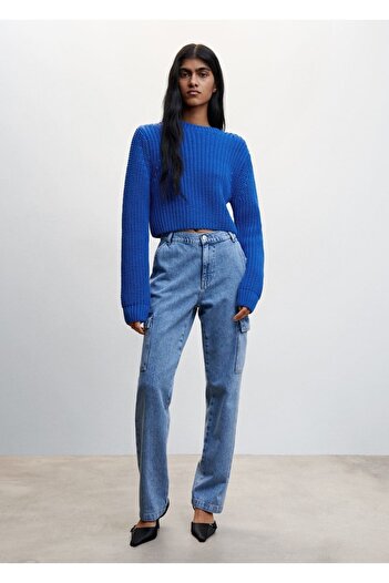 MANGO Woman Round Collar Cropped Sweater
