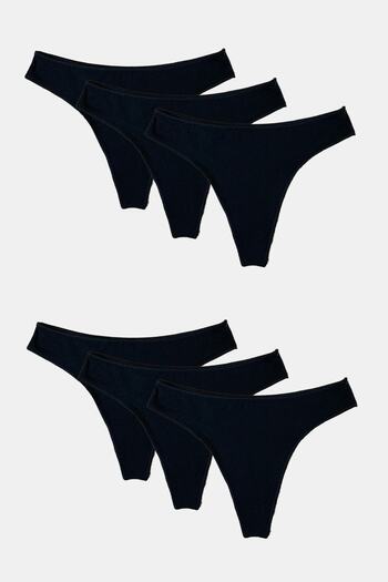 Malabadi Black Modal String Thong - 6 Pack Women 186