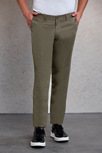 Hatemoğlu Хакі Slim Fit з візерунком і бічними кишенями, брюки з канвасу