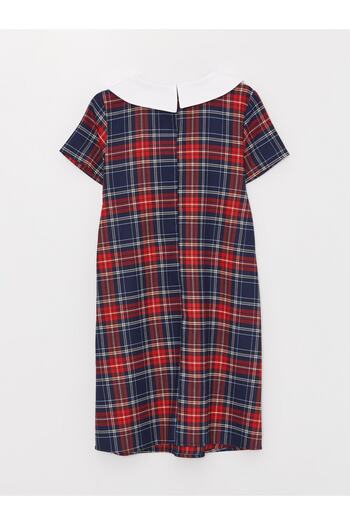 LC Waikiki Baby Collar Plaid Short Sleeve Girl's Dress