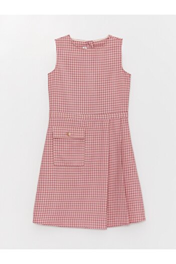 LC Waikiki Plaid Patterned Girl's Crew Neck Dress
