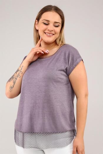 Seamoda Tunic with Dot Lace Hem-LIGHT PURPLE