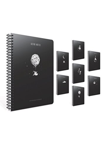 Gıpta Astro Notes A4, 80 de coli, copertă din carton cu spirală, set de 4 caiete - 4 bucăți