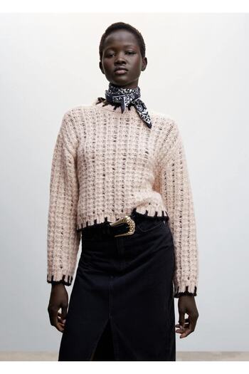 MANGO Woman Contrast Embroidered Sweater