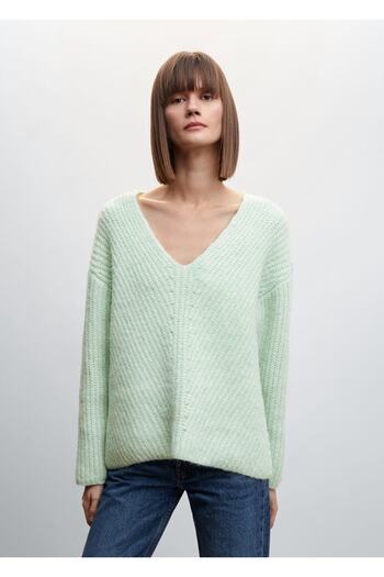 MANGO Woman V-Neck Knitwear Sweater Design
