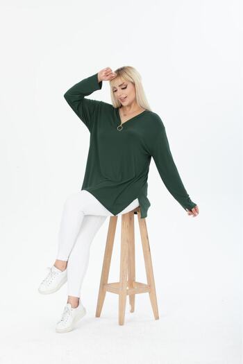 HÜLYA BUTİK EMERALD COLLAR ZIPPERED LONG SLEEVE BLOUSE