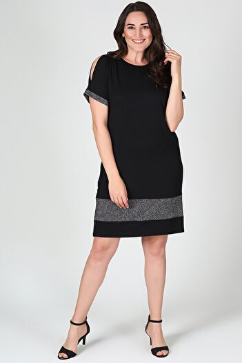 Curvy Trend Φόρεμα Glitter με φούστα με μανίκια