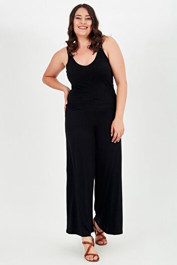 Moda Cazibe Plus Size Loose Cut Viscose Combed Cotton Trousers