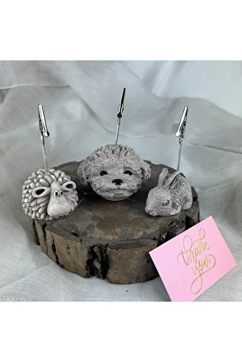 oasis decoration Mink Antique Dog, Lamb and Rabbit 3-Piece Note Holder Set, Photo Holder