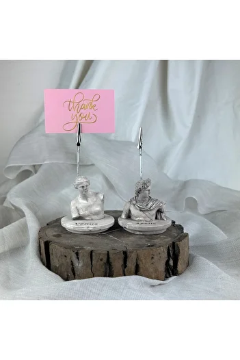 oasis decoration Mink Antique Venus and Apollo Pedestal Sculpture Set of 2 Note Holder, Photo Holder