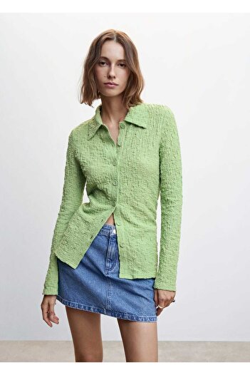 MANGO Woman Textured Buttoned Shirt