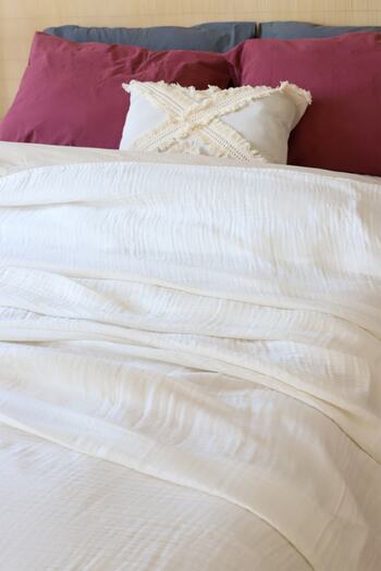 vivamaison Double 4 Layers Muslin Pique Bedspread Cotton Double Sided White 220x240 cm