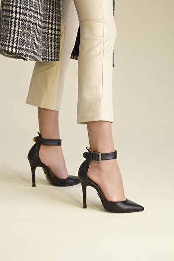 AYAKKABI PRENSİ 153 Black Matte 10 cm Women's Stiletto, Platform Heels
