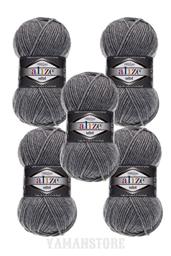 Alize Superlana Midi Grey Melange Ball - 5 Pcs Vest and Sweater Knit