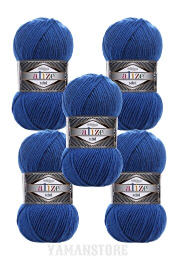 Alize Superlana Midi 5 Pieces Yumak 141 Saks Blue Scarf Vest Sweater Knitting Yarn