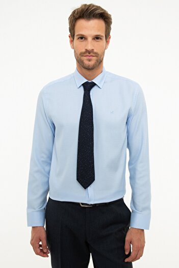 Pierre Cardin Ανδρικό ανοιχτό μπλε πουκάμισο Slim Fit